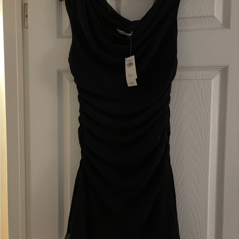 Abercrombie & Fitch Black Ruched Mini Dress